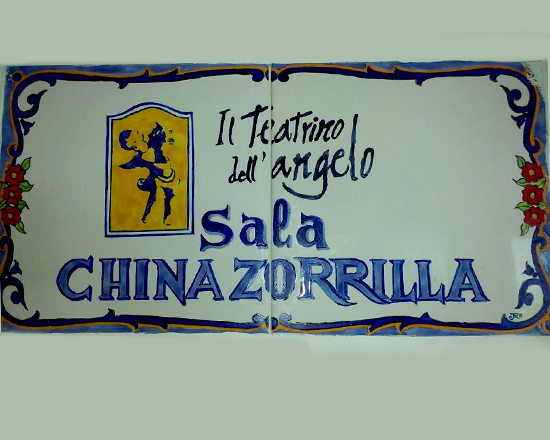 Cartel de cerámica pintado: Il Teatrino dell’Angelo, Sala China Zorrilla